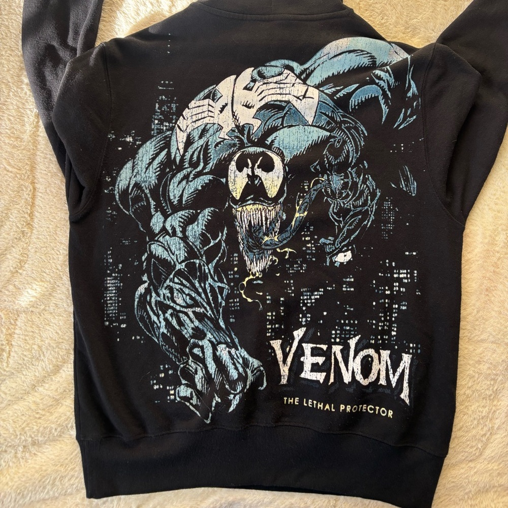 Marvel Venom The Lethal Protector Black Graphic Hoodie Size Small